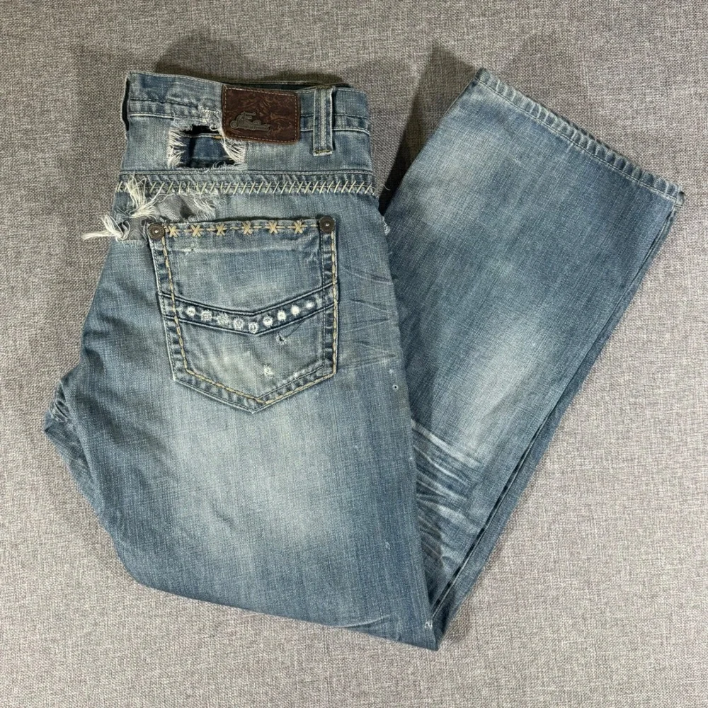Songs of Freedom Jeans Mens 36 Blue Distressed Y2K Grunge Thrashed Skater Edgy